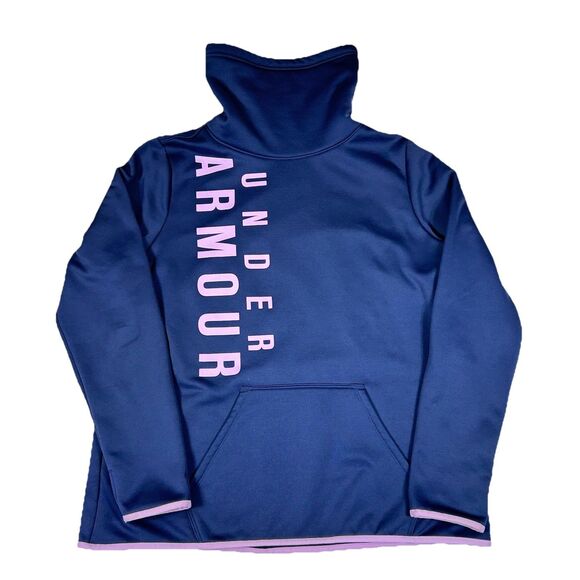 Under Armour Storm Cold Gear Pullover Sweatshirt XL Fleece Funnel Neck Navy Blue - Picture 1 of 15
